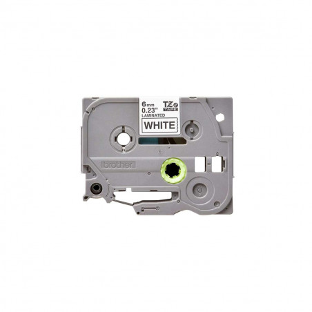 Cinta Brother TZe-211 Negro / Blanco 6 mm de ancho x 8 m de largo - Laminada - Imagen 2