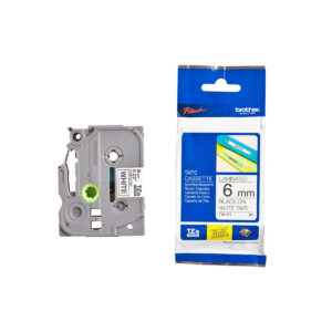 Cinta Brother TZe-211 Negro / Blanco 6 mm de ancho x 8 m de largo - Laminada